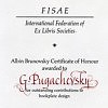 Albin Brunovsky Certificate of Honor
